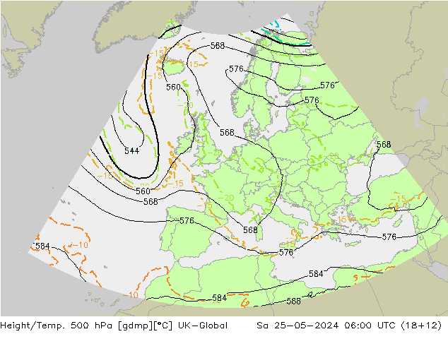 Height/Temp. 500 hPa UK-Global Sa 25.05.2024 06 UTC