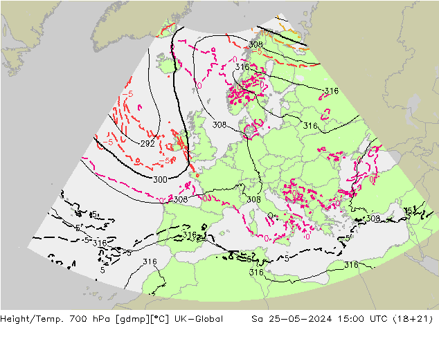 Yükseklik/Sıc. 700 hPa UK-Global Cts 25.05.2024 15 UTC