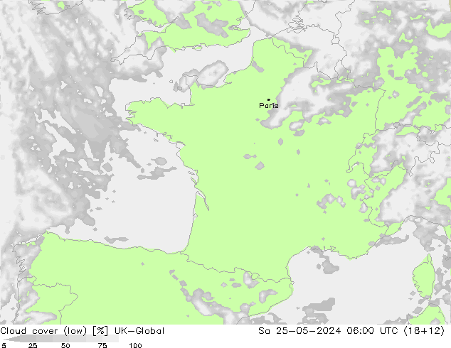 nízká oblaka UK-Global So 25.05.2024 06 UTC