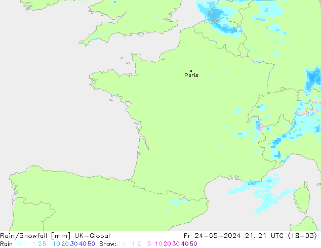 Regen/Schneefall UK-Global Fr 24.05.2024 21 UTC