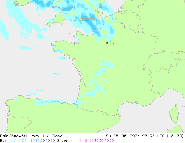 Rain/Snowfall UK-Global Su 26.05.2024 03 UTC