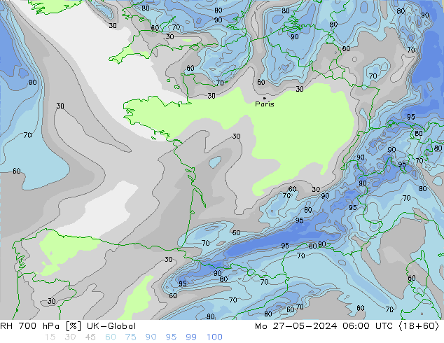 RH 700 hPa UK-Global Seg 27.05.2024 06 UTC