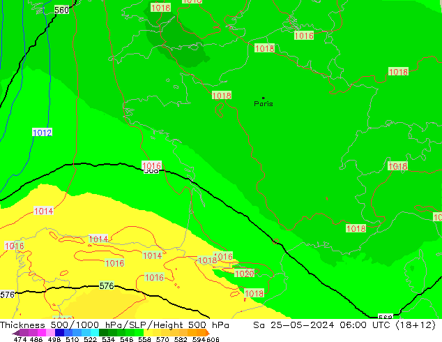 Thck 500-1000hPa UK-Global So 25.05.2024 06 UTC