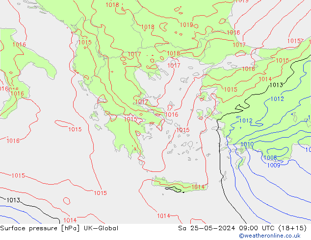 Luchtdruk (Grond) UK-Global za 25.05.2024 09 UTC