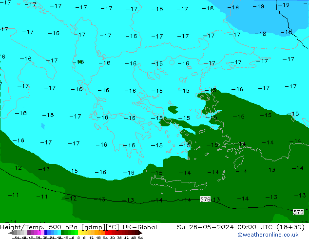 Height/Temp. 500 hPa UK-Global Su 26.05.2024 00 UTC