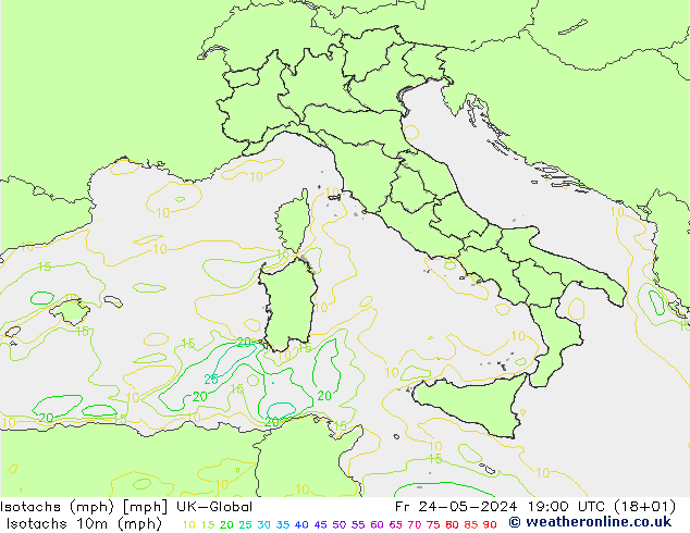 Isotaca (mph) UK-Global vie 24.05.2024 19 UTC