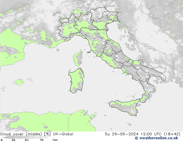 Bewolking (Middelb.) UK-Global zo 26.05.2024 12 UTC