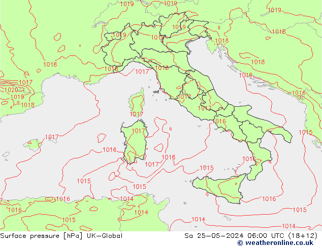 Surface pressure UK-Global Sa 25.05.2024 06 UTC