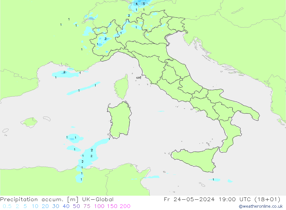 Toplam Yağış UK-Global Cu 24.05.2024 19 UTC