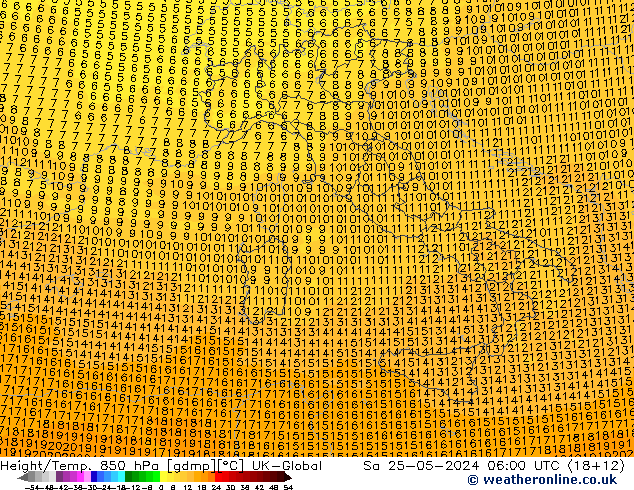 Height/Temp. 850 hPa UK-Global Sa 25.05.2024 06 UTC