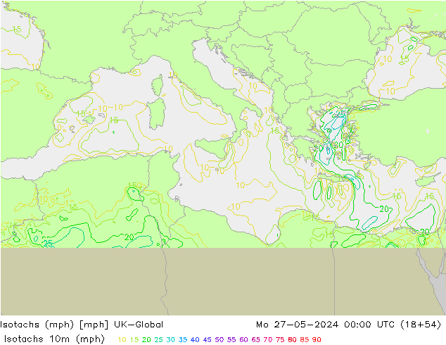 Isotachen (mph) UK-Global ma 27.05.2024 00 UTC