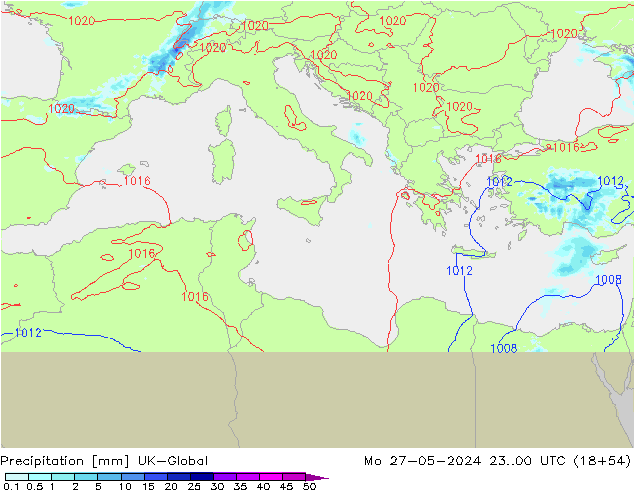 Srážky UK-Global Po 27.05.2024 00 UTC