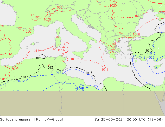 Surface pressure UK-Global Sa 25.05.2024 00 UTC