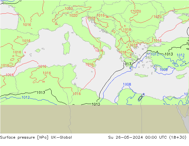 Atmosférický tlak UK-Global Ne 26.05.2024 00 UTC