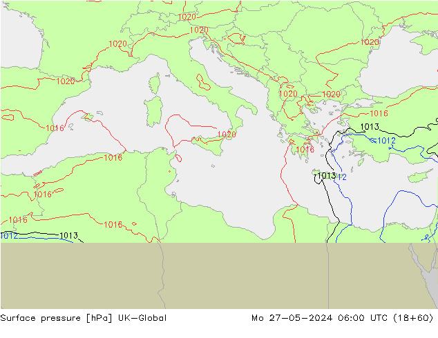 Presión superficial UK-Global lun 27.05.2024 06 UTC