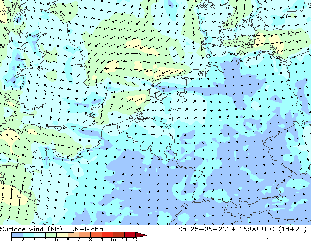  10 m (bft) UK-Global  25.05.2024 15 UTC