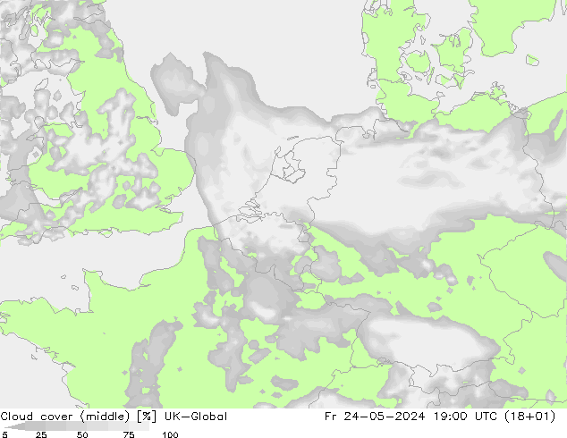oblačnosti uprostřed UK-Global Pá 24.05.2024 19 UTC