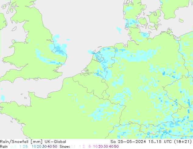 Rain/Snowfall UK-Global  25.05.2024 15 UTC