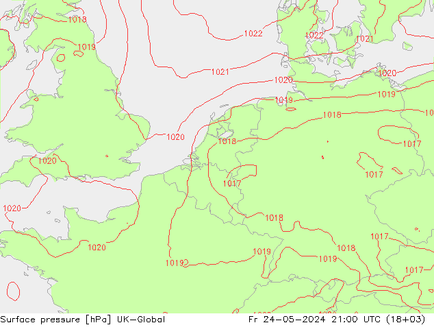 Presión superficial UK-Global vie 24.05.2024 21 UTC