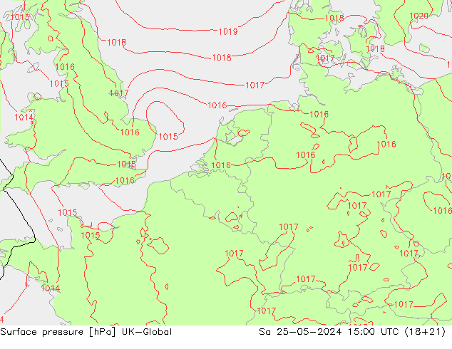 Surface pressure UK-Global Sa 25.05.2024 15 UTC