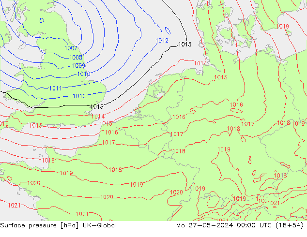 приземное давление UK-Global пн 27.05.2024 00 UTC