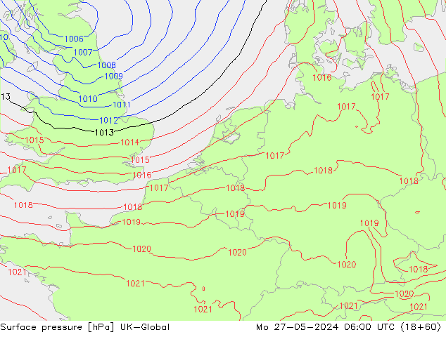 приземное давление UK-Global пн 27.05.2024 06 UTC