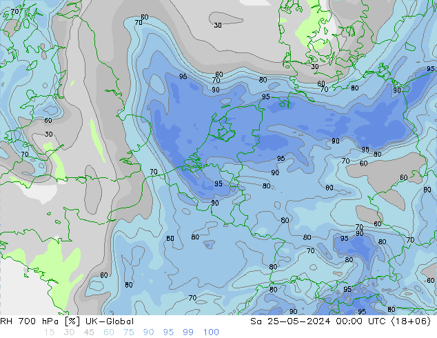 RH 700 hPa UK-Global sab 25.05.2024 00 UTC