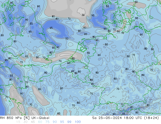 RH 850 hPa UK-Global so. 25.05.2024 18 UTC