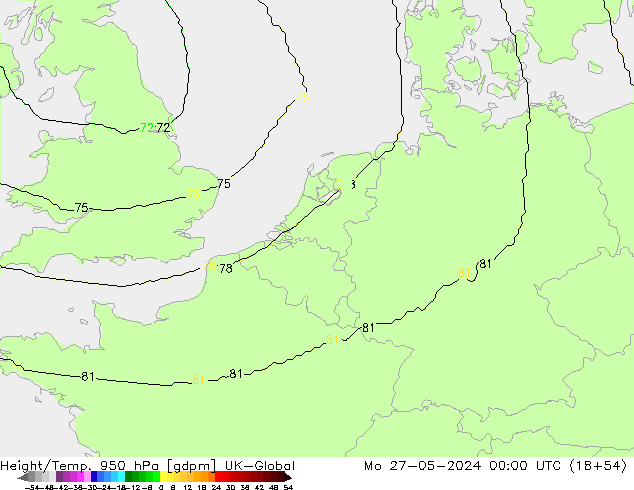 Yükseklik/Sıc. 950 hPa UK-Global Pzt 27.05.2024 00 UTC