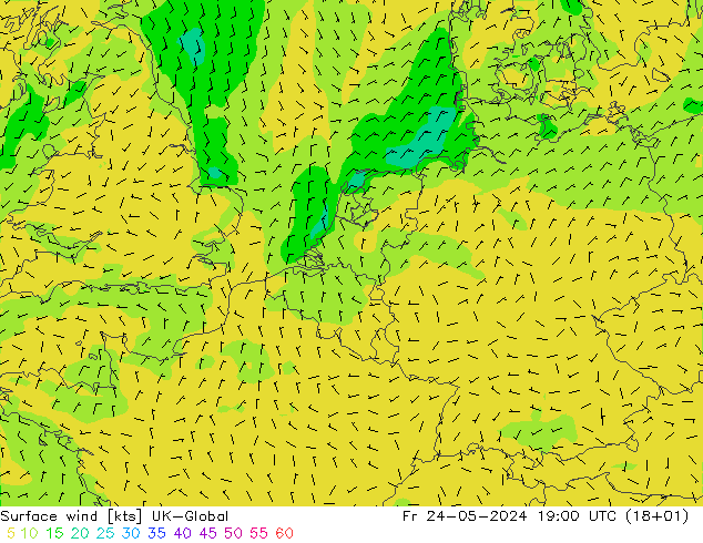 ветер 10 m UK-Global пт 24.05.2024 19 UTC