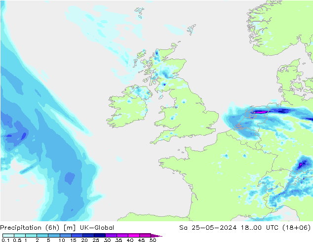 Precipitação (6h) UK-Global Sáb 25.05.2024 00 UTC