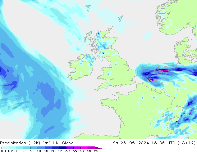 Yağış (12h) UK-Global Cts 25.05.2024 06 UTC