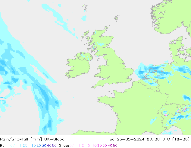 Rain/Snowfall UK-Global So 25.05.2024 00 UTC