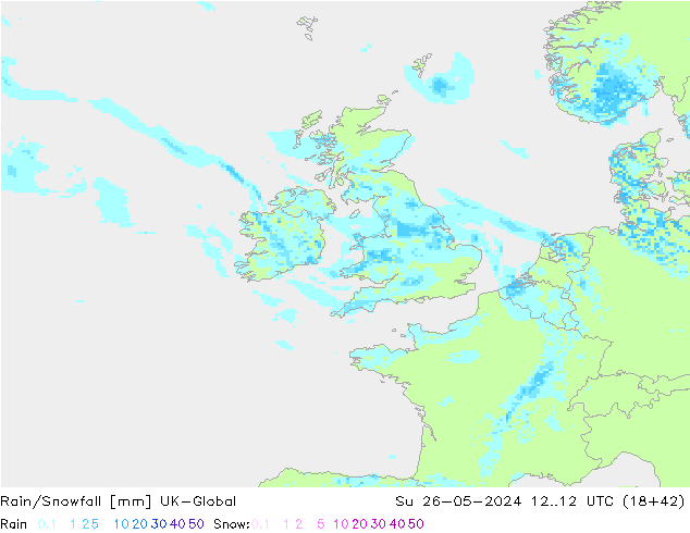 Rain/Snowfall UK-Global Вс 26.05.2024 12 UTC