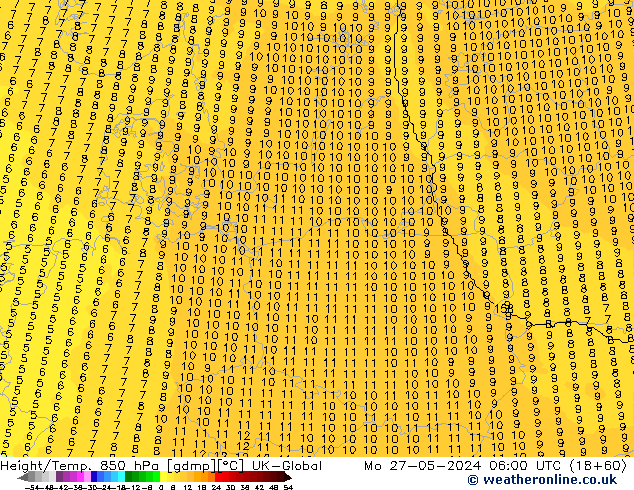 Hoogte/Temp. 850 hPa UK-Global ma 27.05.2024 06 UTC