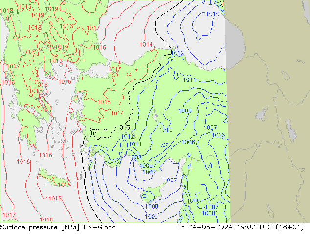 приземное давление UK-Global пт 24.05.2024 19 UTC