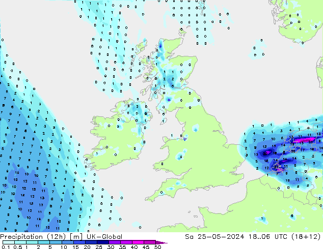 Yağış (12h) UK-Global Cts 25.05.2024 06 UTC