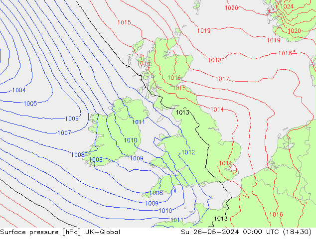 pression de l'air UK-Global dim 26.05.2024 00 UTC