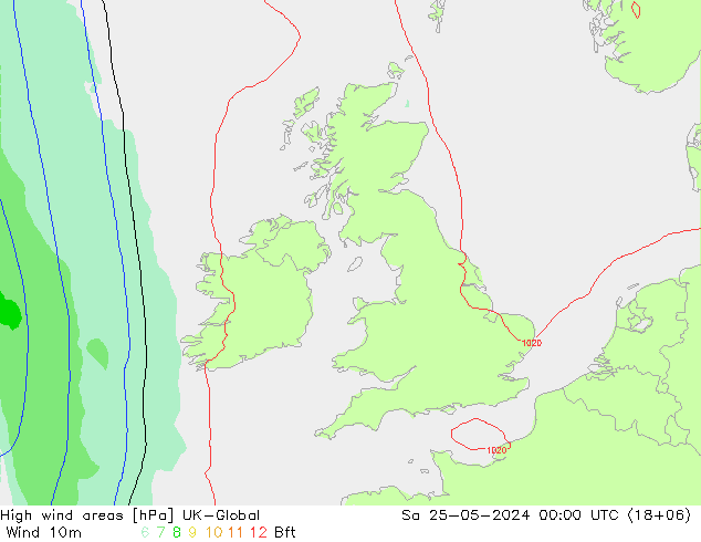 High wind areas UK-Global  25.05.2024 00 UTC