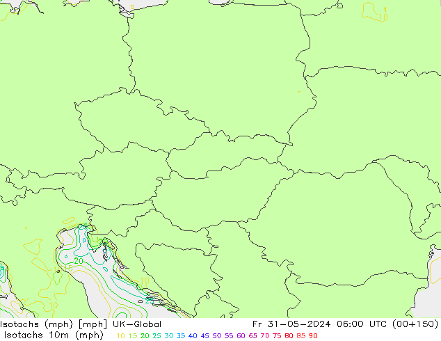 Isotachen (mph) UK-Global vr 31.05.2024 06 UTC