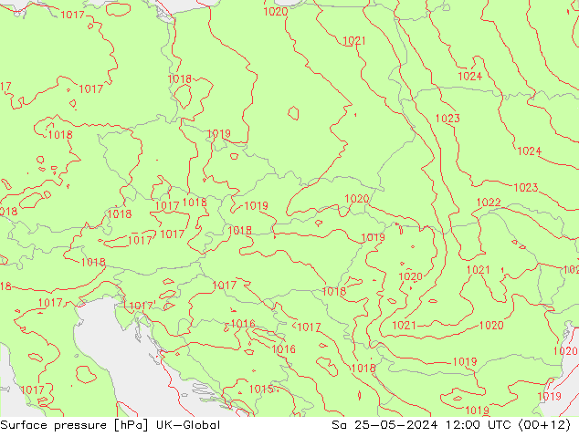 Surface pressure UK-Global Sa 25.05.2024 12 UTC