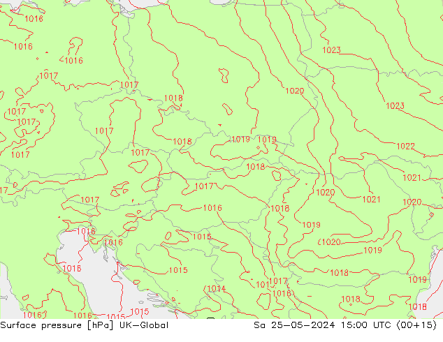 Presión superficial UK-Global sáb 25.05.2024 15 UTC