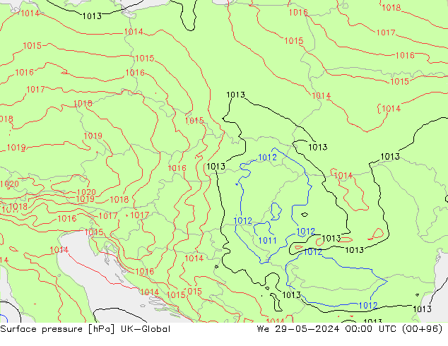 pression de l'air UK-Global mer 29.05.2024 00 UTC