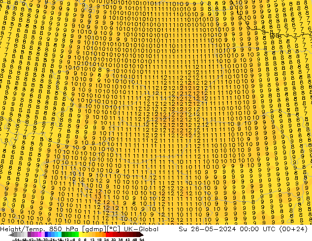 Height/Temp. 850 гПа UK-Global Вс 26.05.2024 00 UTC