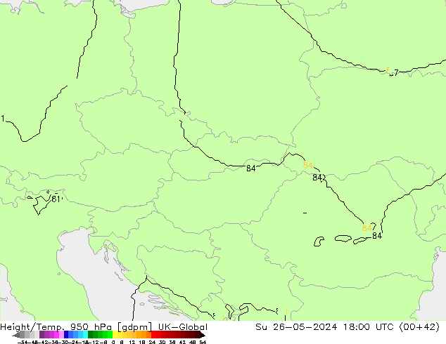 Height/Temp. 950 hPa UK-Global Su 26.05.2024 18 UTC