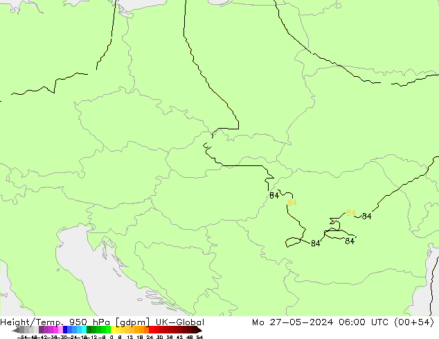 Height/Temp. 950 hPa UK-Global Mo 27.05.2024 06 UTC