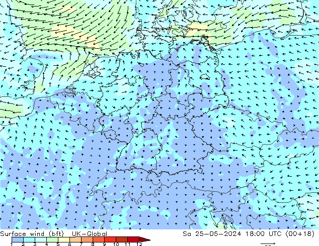  10 m (bft) UK-Global  25.05.2024 18 UTC
