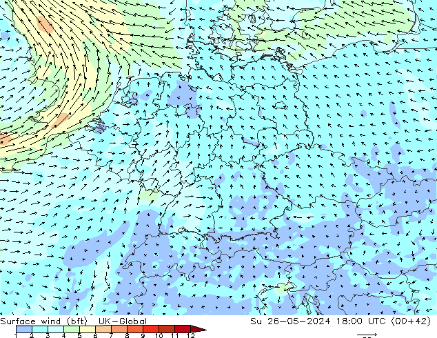 Bodenwind (bft) UK-Global So 26.05.2024 18 UTC