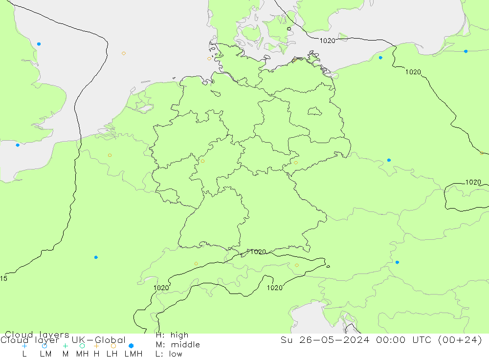 Cloud layer UK-Global Ne 26.05.2024 00 UTC