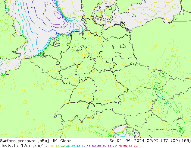 Isotachs (kph) UK-Global Sa 01.06.2024 00 UTC